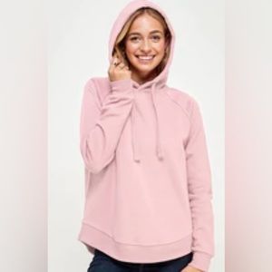 Women’s Medium Pink Curved Hem Hoodie